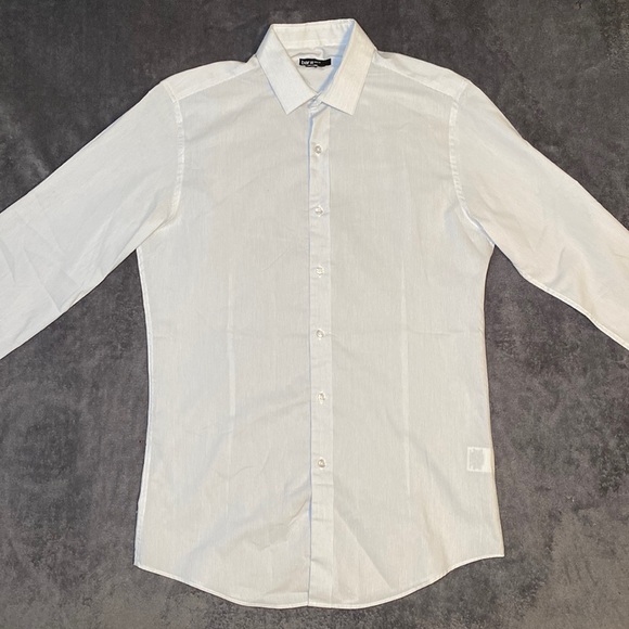 Men’s Bar III Slim Fit White Striped Dress Shirt (Medium 32-33 ; Size 15 neck) - Picture 2 of 8